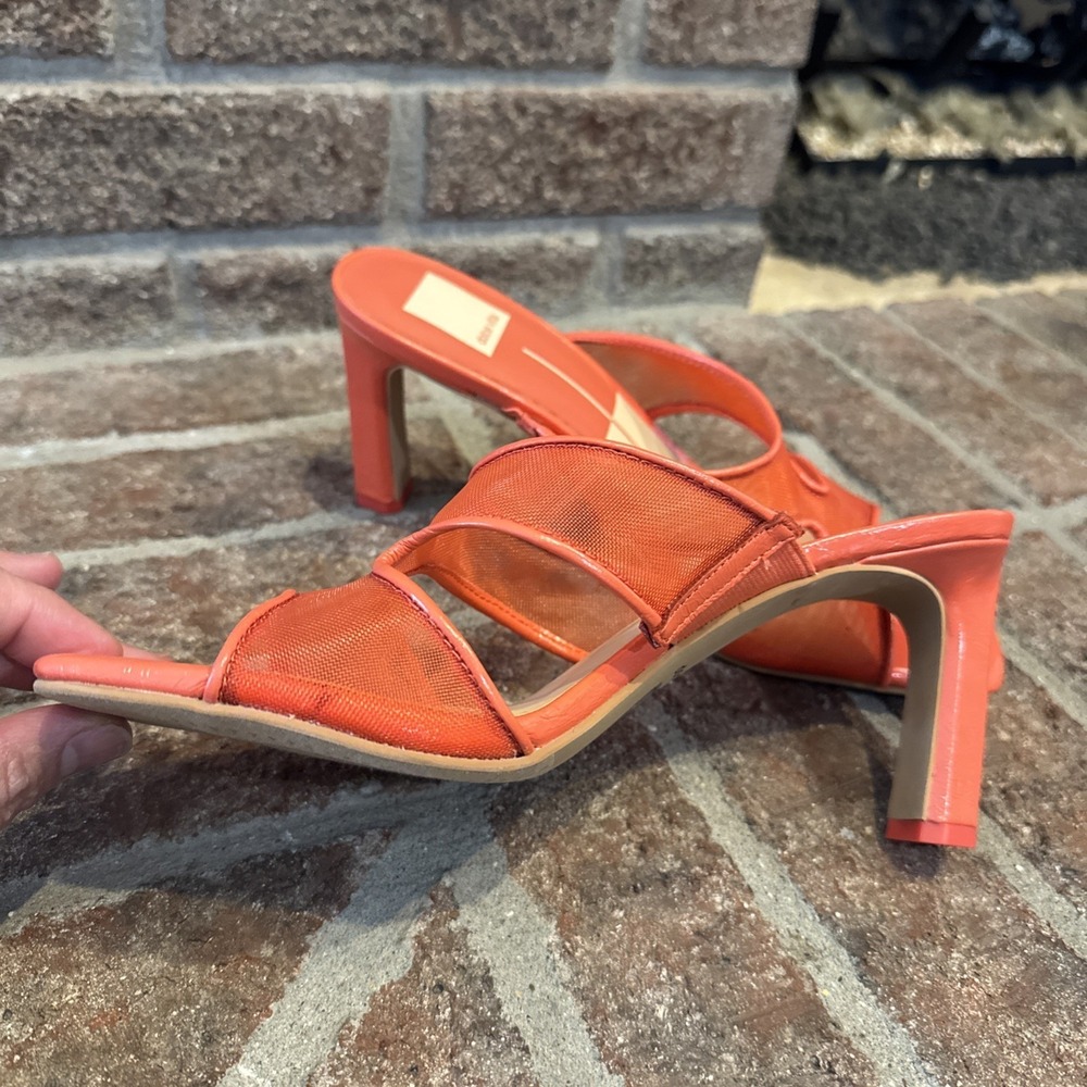 Dolce Vita Womens Sandals Orange Mesh Open-Toe Slide Square Toe Size 7.5 #226 - Picture 3 of 16